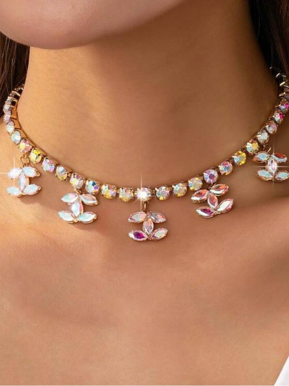 Kohl's Gold Aurora Crystal Floral Choker
